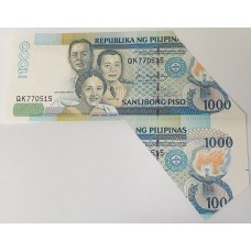 PHILIPPINES 2006 . ONE THOUSAND 1,000 PISO BANKNOTE . DREAM ERROR . HUGE MISCUT